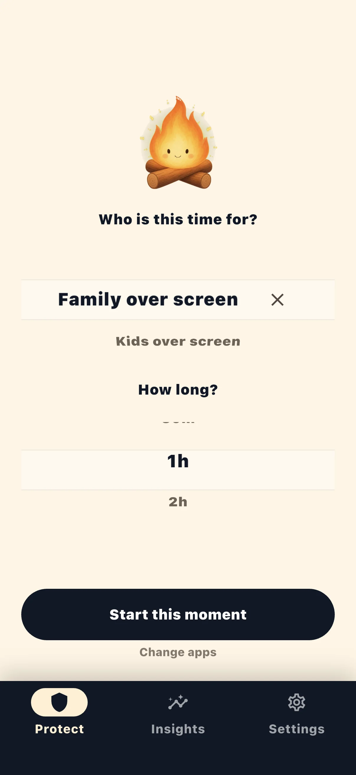 Life Over Screen start session screen