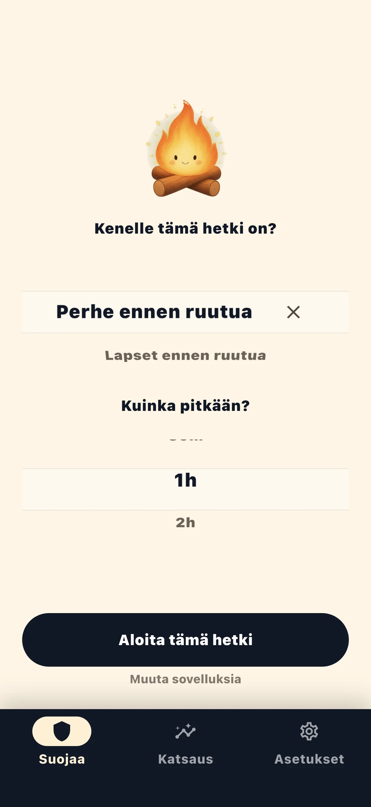 Life Over Screen aloita istunto -näkymä